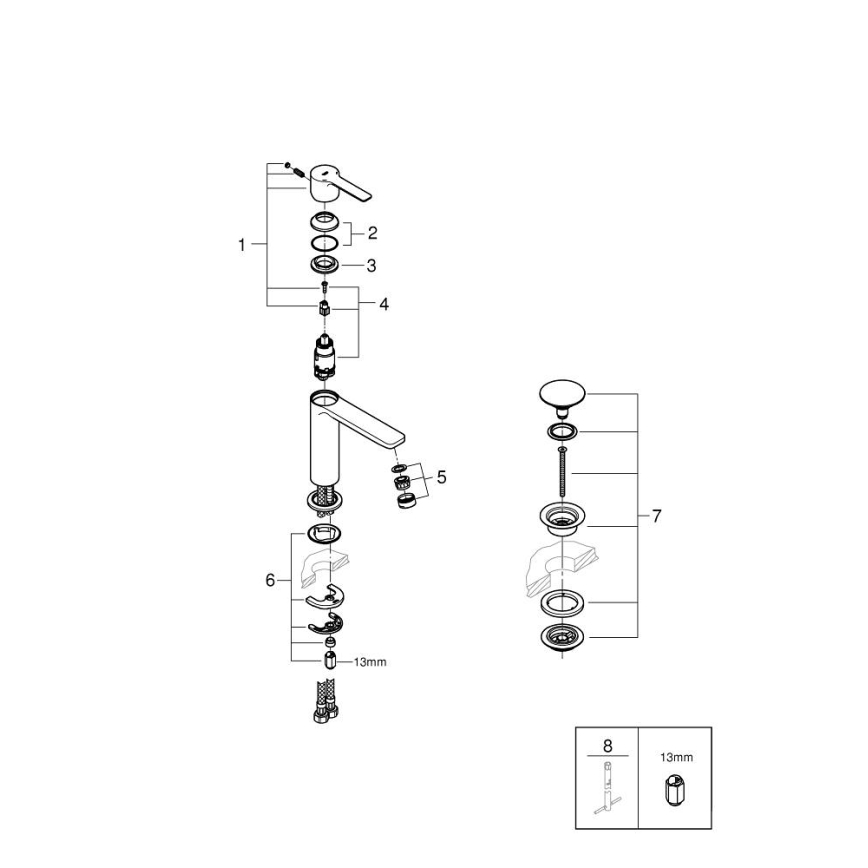 GROHE 23106AL1 - Umyvadlová baterie LINEARE velikost S grafit