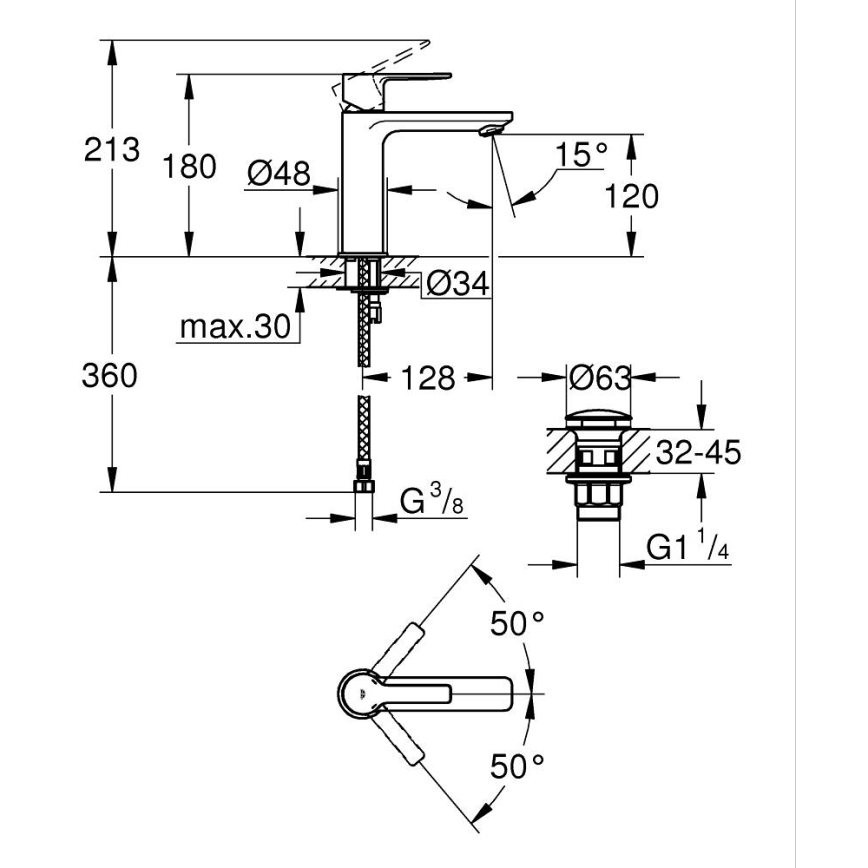 GROHE 23106AL1 - Umyvadlová baterie LINEARE velikost S grafit