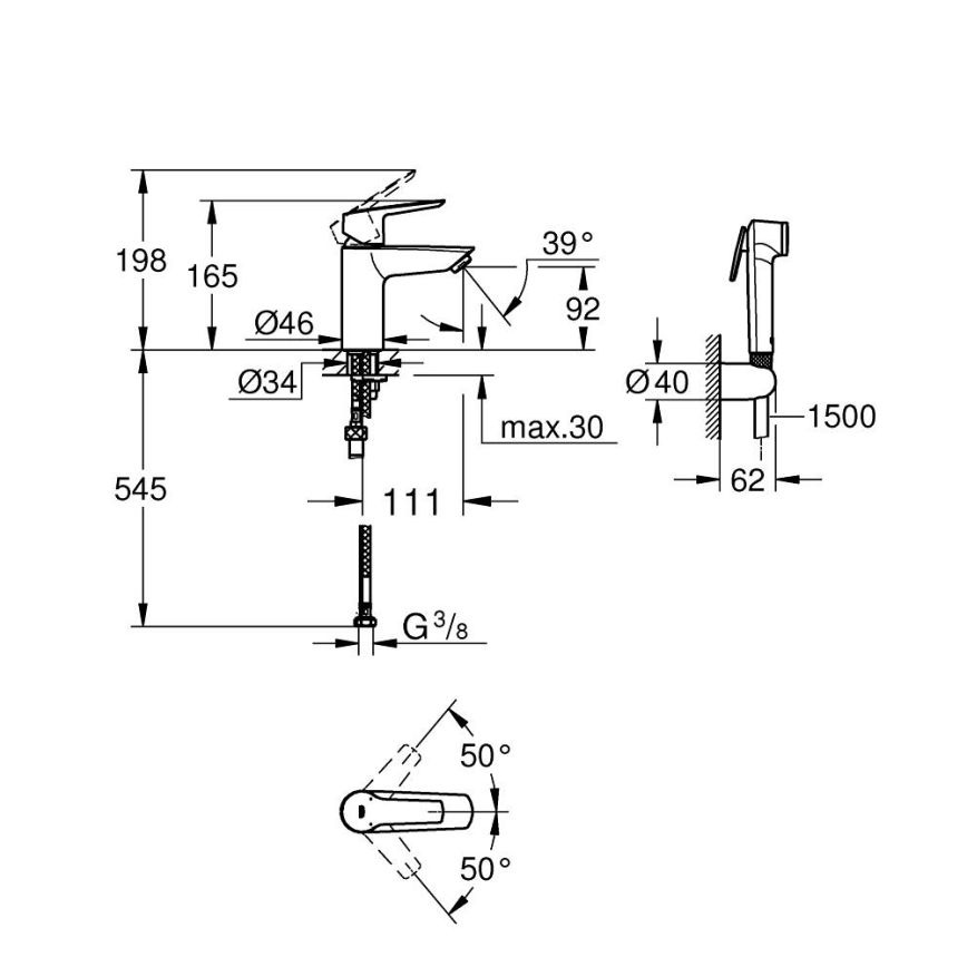 GROHE 23123003 - Umyvadlová baterie START 165 mm lesklý chrom