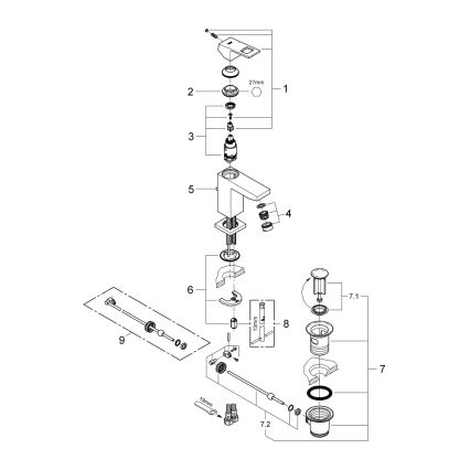 GROHE 2312700E - Umyvadlová baterie EUROCUBE velikost S lesklý chrom