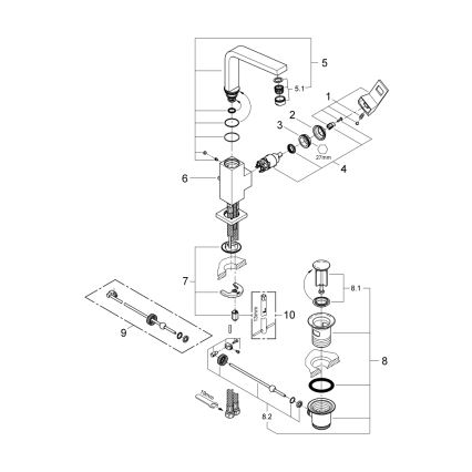 GROHE 23135AL0 - Umyvadlová baterie EUROCUBE velikost L grafit