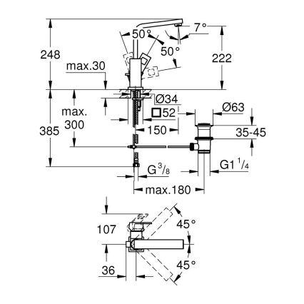GROHE 23135AL0 - Umyvadlová baterie EUROCUBE velikost L grafit