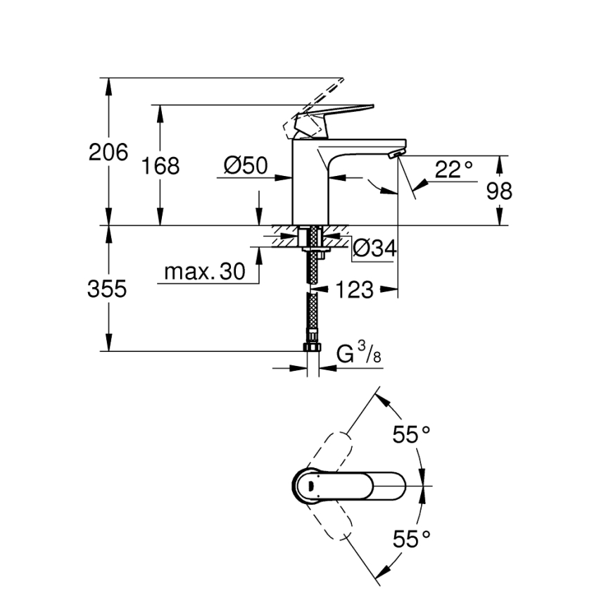 GROHE 23327000 - Umyvadlová baterie EUROSMART COSMOPOLITAN DN 15 vel. M chrom
