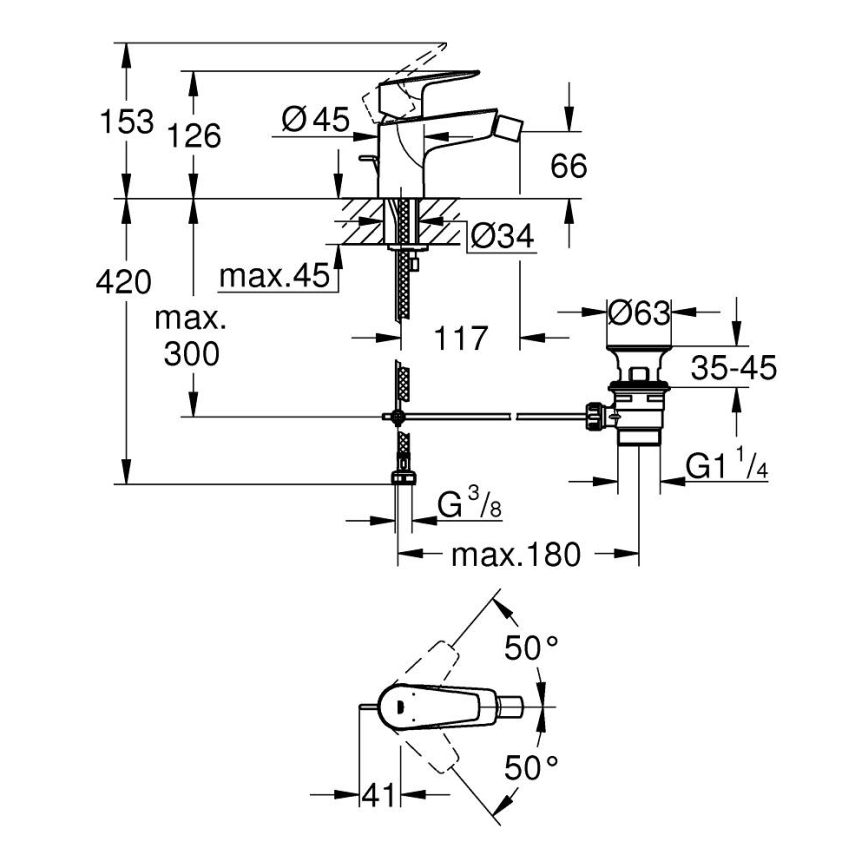 GROHE 23345001 - Bidetová baterie START EDGE lesklý chrom