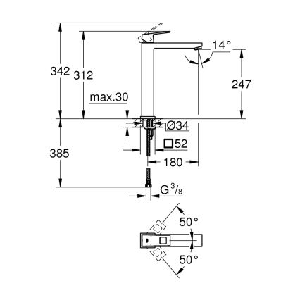 GROHE 23406AL0 - Umyvadlová baterie EUROCUBE velikost XL grafit