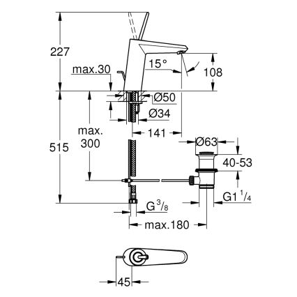 GROHE 23427000 - Umyvadlová baterie EURODISC JOY DN 15 velikost M lesklý chrom