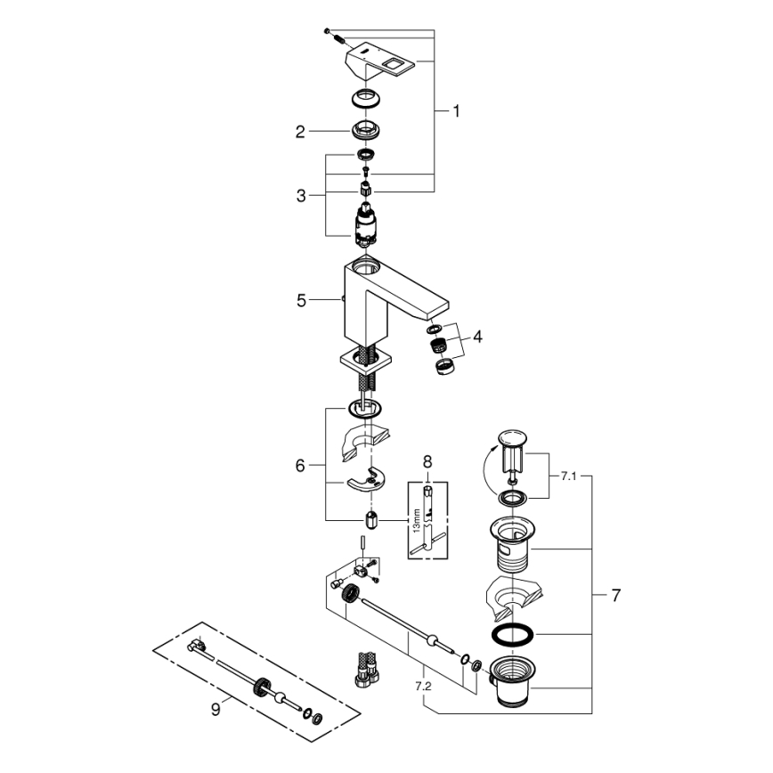 GROHE 23445000 - Umyvadlová baterie EUROCUBE velikost M lesklý chrom