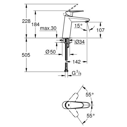 GROHE 23449002 - Umyvadlová baterie EURODISC COSMOPOLITAN velikost M chrom