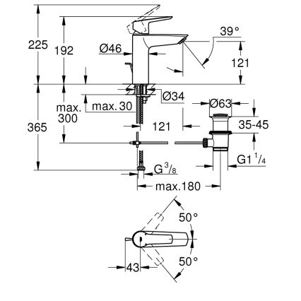 GROHE 234552432 - Umyvadlová baterie START 192 mm černá