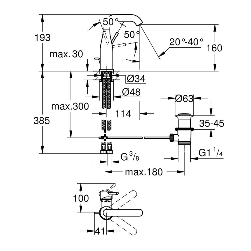 GROHE 23462DC1 - Umyvadlová baterie ESSENCE velikost M nerez