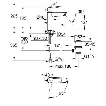 GROHE 23552002 - Umyvadlová baterie START 192 mm lesklý chrom
