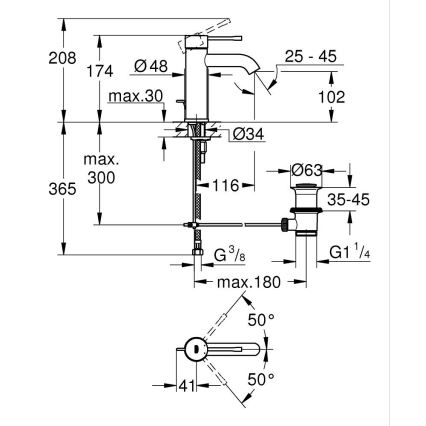 GROHE 23589DL1 - Umyvadlová baterie ESSENCE velikost S bronzová