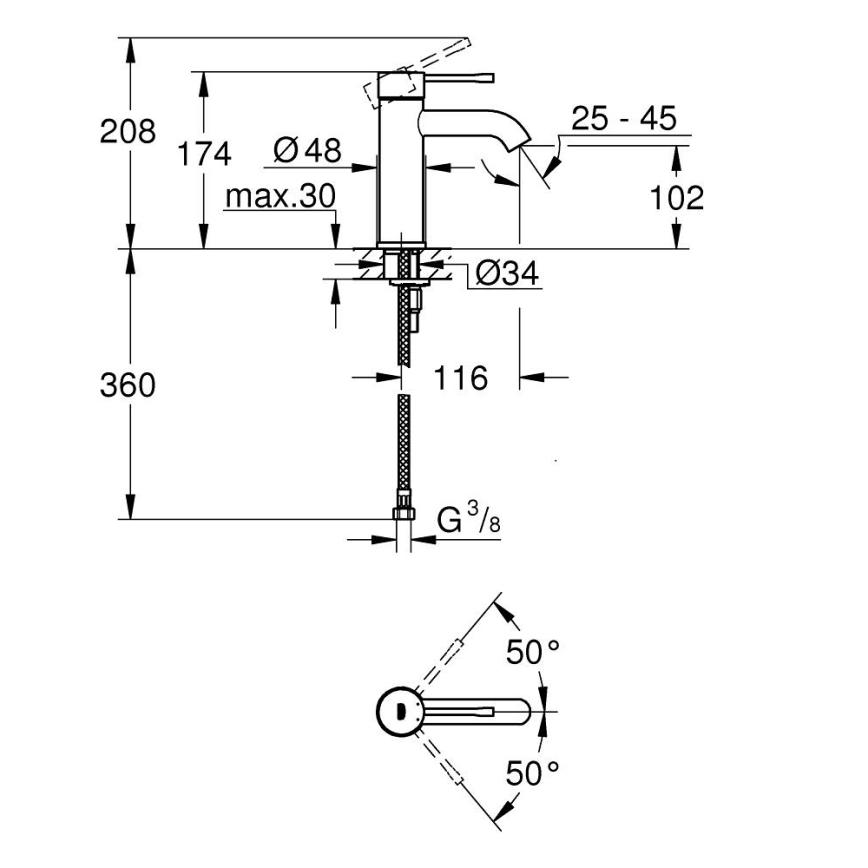 GROHE 23590DA1 - Umyvadlová baterie ESSENCE DN 15 bronzová