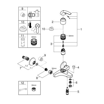 GROHE 23599000 - Vanová baterie EUROSMART DN 15 lesklý chrom