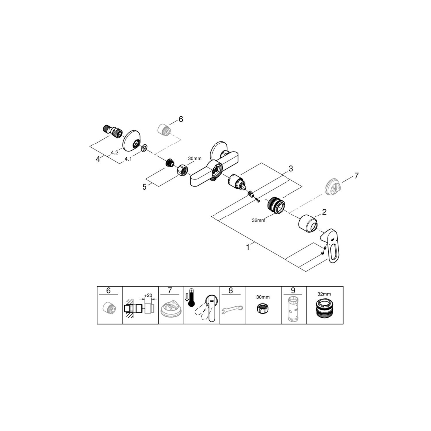 GROHE 23634000 - Sprchová baterie BAULOOP DN 15 lesklý chrom