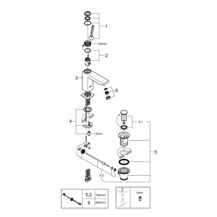 GROHE 23657000 - Umyvadlová baterie EUROCUBE JOY velikost M lesklý chrom