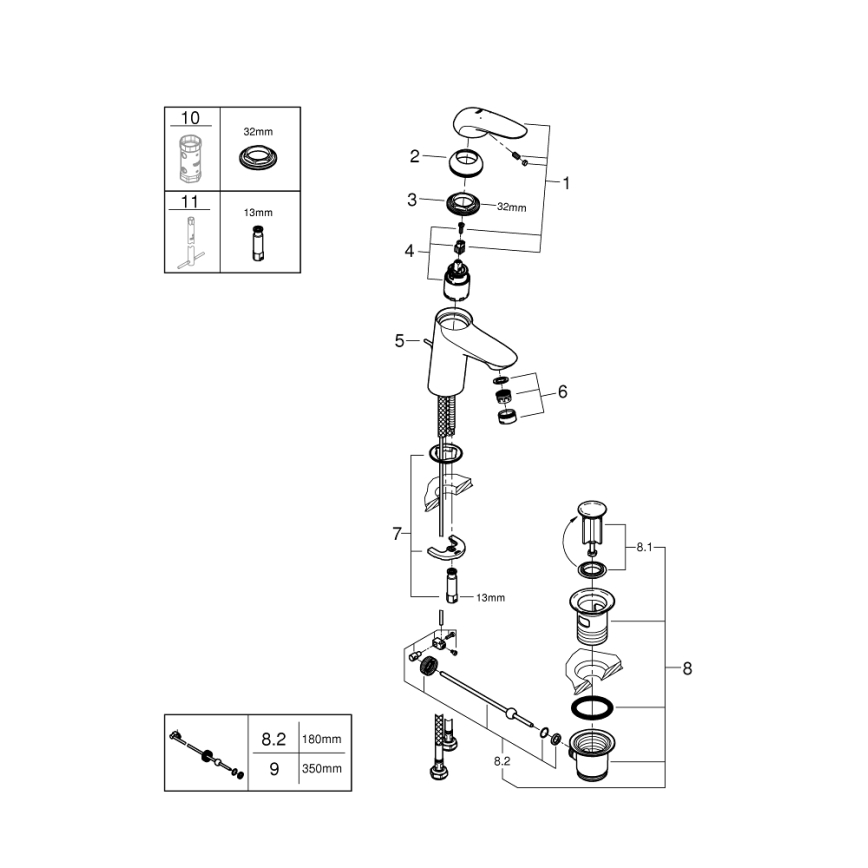 GROHE 23707003 - Umyvadlová baterie EUROSTYLE 163 mm lesklý chrom