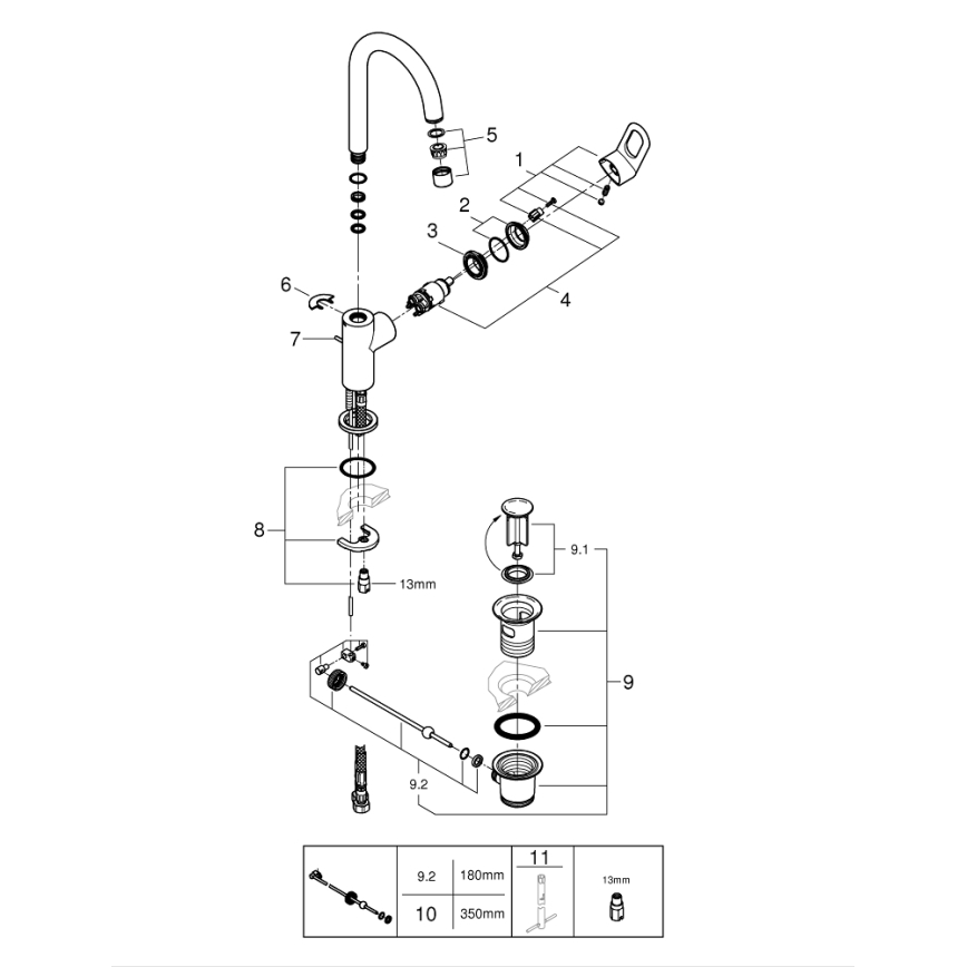 GROHE 23763000 - Umyvadlová baterie BAULOOP velikost L lesklý chrom
