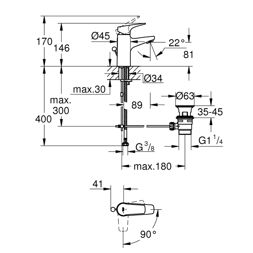 GROHE 23769000 - Umyvadlová baterie START FLOW lesklý chrom