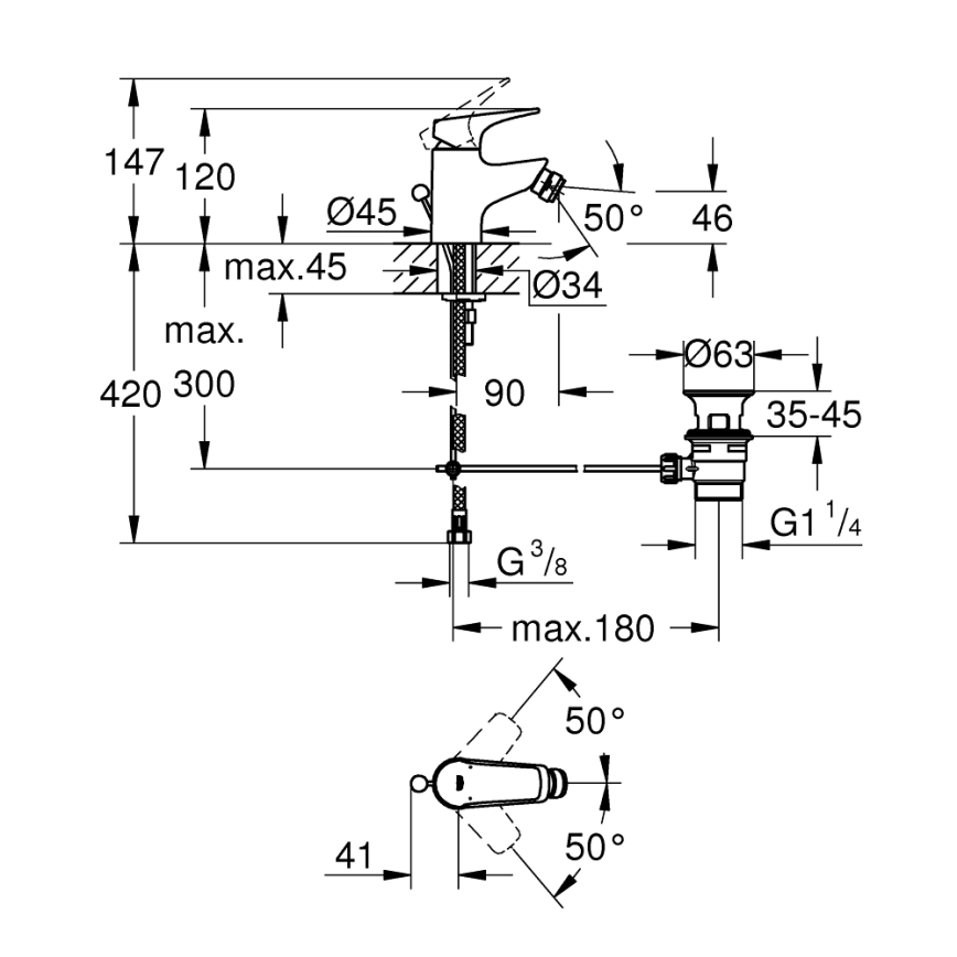 GROHE 23770000 - Bidetová baterie START FLOW lesklý chrom