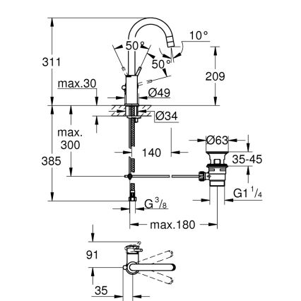 GROHE 23783000 - Umyvadlová baterie START CLASSIC 311 mm lesklý chrom