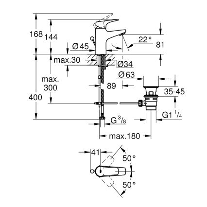 GROHE 23809000 - Umyvadlová baterie START FLOW DN 15 lesklý chrom