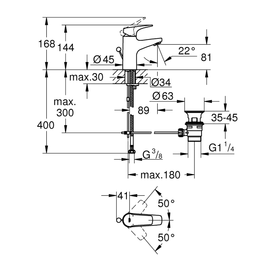 GROHE 23809000 - Umyvadlová baterie START FLOW DN 15 lesklý chrom