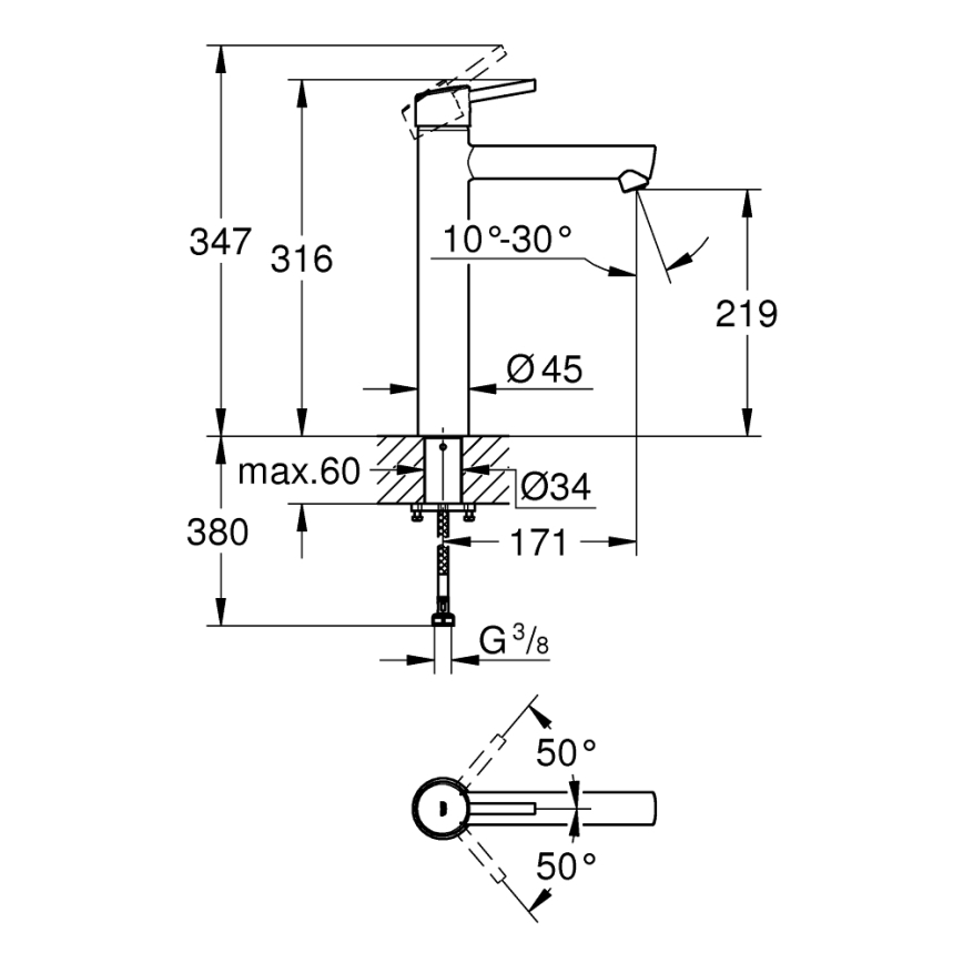GROHE 23920001 - Umyvadlová baterie CONCETTO velikost XL lesklý chrom