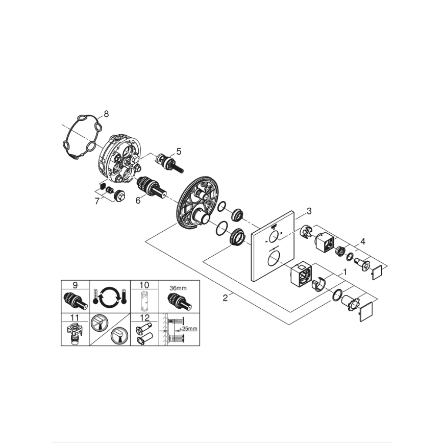 GROHE 24154000 - Termostatická baterie GROHTHERM CUBE lesklý chrom