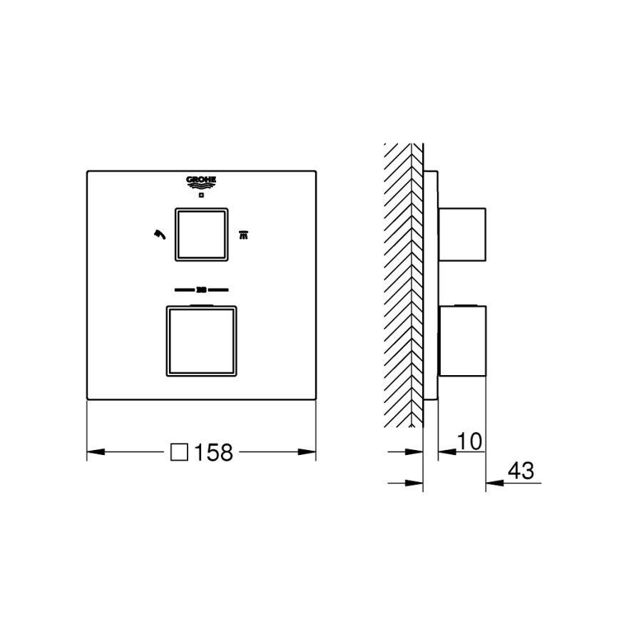 GROHE 24154000 - Termostatická baterie GROHTHERM CUBE lesklý chrom