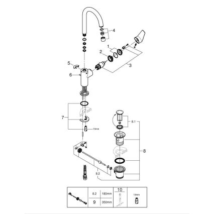 GROHE 24201001 - Umyvadlová baterie DN 15 velikost L lesklý chrom