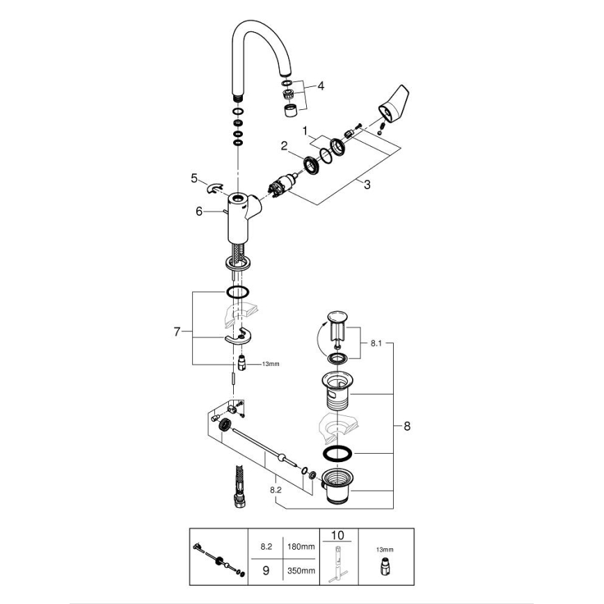 GROHE 24201001 - Umyvadlová baterie DN 15 velikost L lesklý chrom
