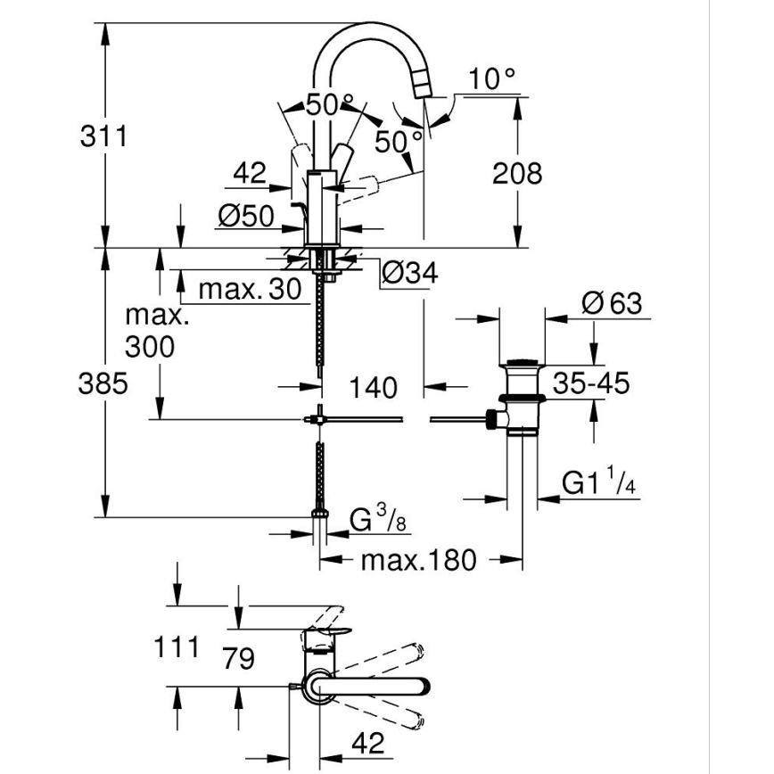 GROHE 24203002 - Umyvadlová baterie START velikost L lesklý chrom