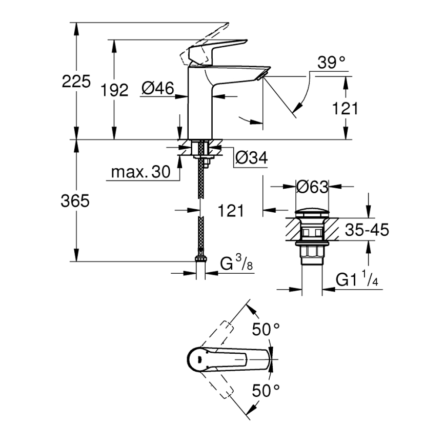 GROHE 242042432 - Umyvadlová baterie START velikost M černá