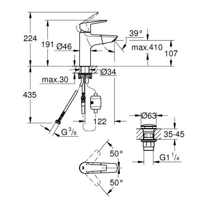 GROHE 24205003 - Umyvadlová baterie START DN 15 velikost M lesklý chrom
