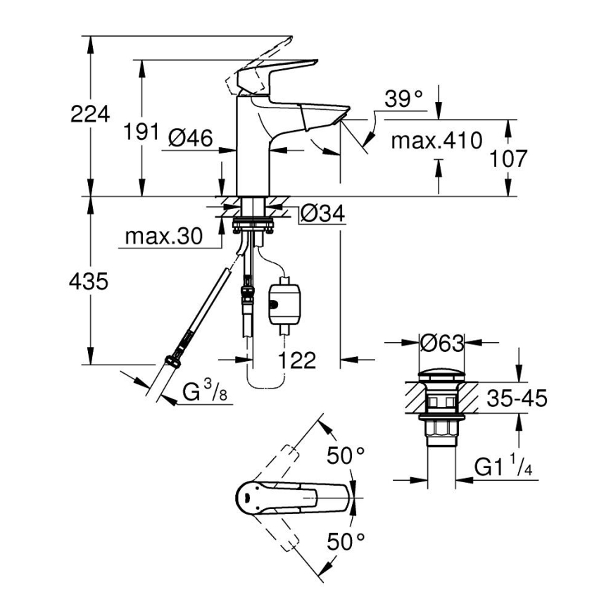 GROHE 24205003 - Umyvadlová baterie START DN 15 velikost M lesklý chrom
