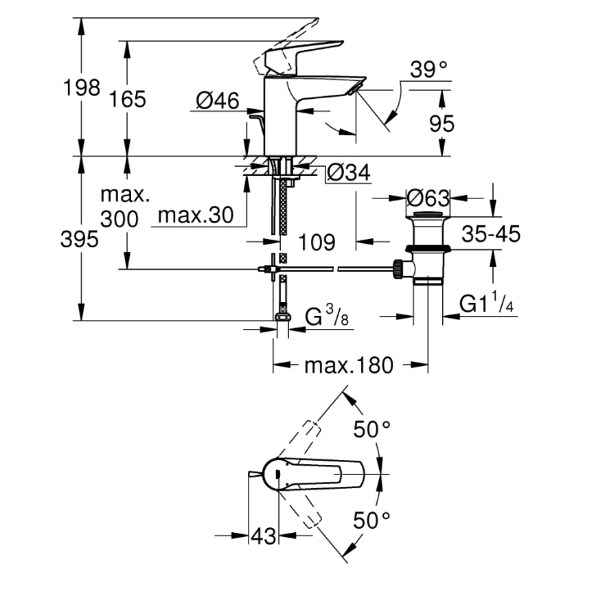 GROHE 24209002 - Umyvadlová baterie START DN 15 lesklý chrom