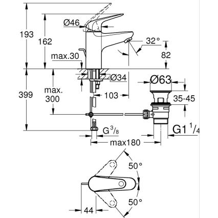 GROHE 24316001 - Umyvadlová baterie SWIFT DN 15 lesklý chrom