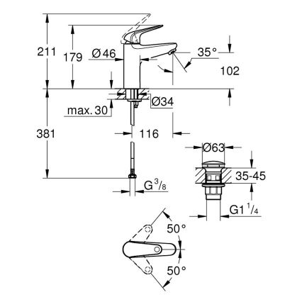 GROHE 24326001 - Umyvadlová baterie SWIFT DN 15 velikost M lesklý chrom