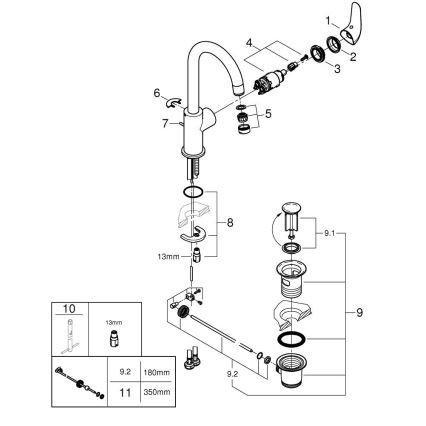 GROHE 24330001 - Umyvadlová baterie EUROSMART velikost L lesklý chrom