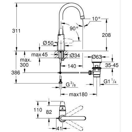 GROHE 24330001 - Umyvadlová baterie EUROSMART velikost L lesklý chrom