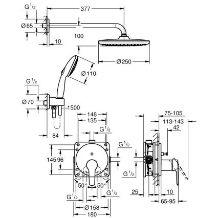 GROHE 25292000 - Podomítkový sprchový systém START VITALIO START 250 chrom