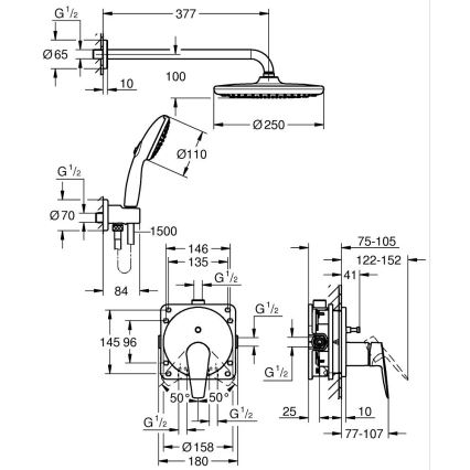 GROHE 25293000 - Sprchový set START EDGE 250 mm lesklý chrom