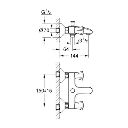 GROHE 25450001 - Vanová baterie COSTA L DN 15 lesklý chrom