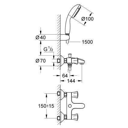 GROHE 2546010A - Vanová baterie COSTA L DN 15 lesklý chrom