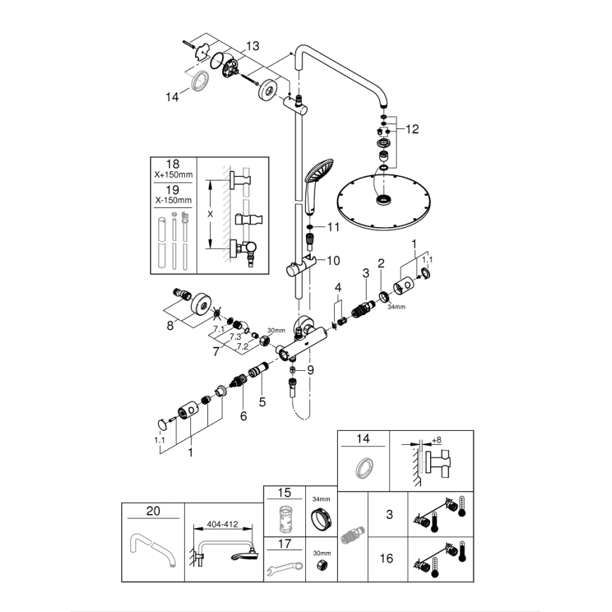 GROHE 26075AL0 - Sprchový systém EUPHORIA SYSTEM 310 450 mm grafit