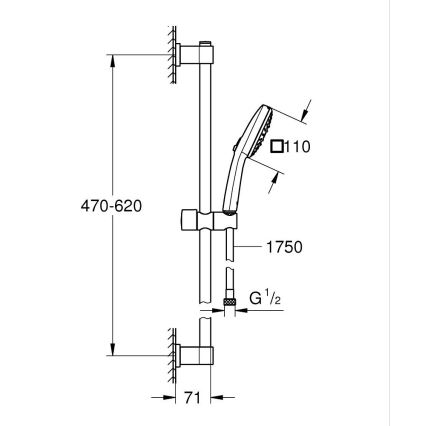 GROHE 26096001 - Sprchový set VITALIO COMFORT 110 600 mm lesklý chrom