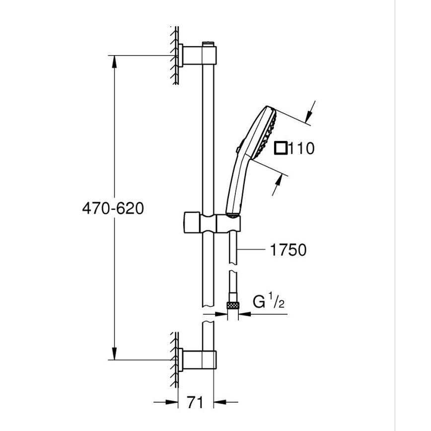 GROHE 26096001 - Sprchový set VITALIO COMFORT 110 600 mm lesklý chrom