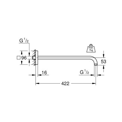 GROHE 26145000 - Sprchové rameno RAINSHOWER 422 mm lesklý chrom