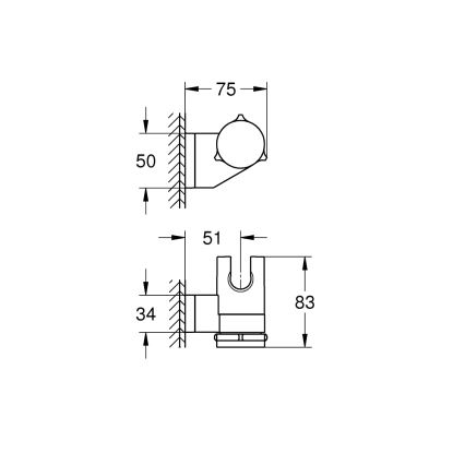 GROHE 261832431 - Nástěnný držák sprchy VITALIO UNIVERSAL černá